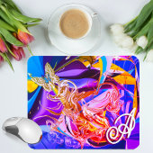 Gold Butterfly Vibrant Monogram Liquid Abstrakt Mousepad