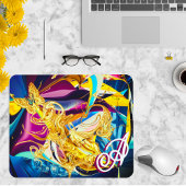 Gold Butterfly Vibrant Monogram Liquid Abstrakt Mousepad
