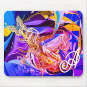 Gold Butterfly Vibrant Monogram Liquid Abstrakt Mousepad (Vorne)