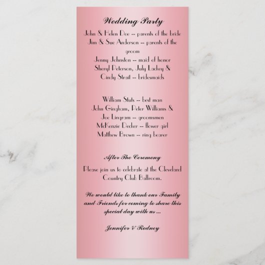 Gold Butterfly Wedding Program Rack Card Programm (Rückseite)