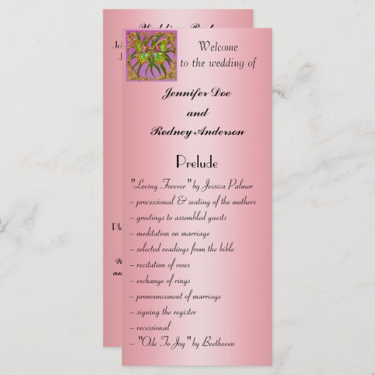 Gold Butterfly Wedding Program Rack Card Programm (Vorne/Hinten)