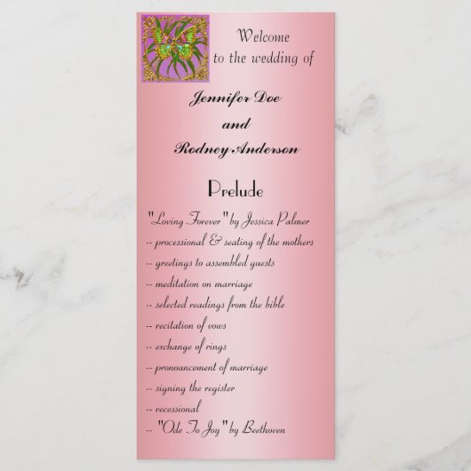 Gold Butterfly Wedding Program Rack Card Programm (Vorderseite)