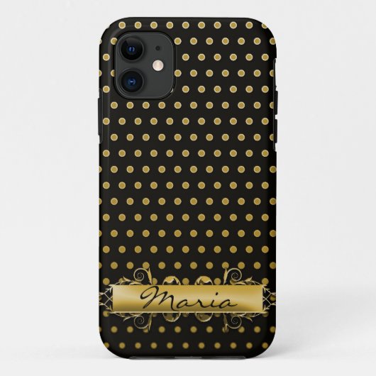 Gold Button Dots mit Namensschild Case-Mate iPhone Hülle (Rückseite)