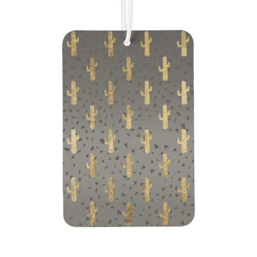 Gold Cactus auf Modern Chic Geo Triangle Gradient Autolufterfrischer (Rückseite)