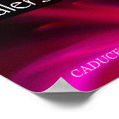 GOLD CADUCEUS,7 CHAKRAS,PINK FRAKTAL WAVES Medical Poster (Ecke)