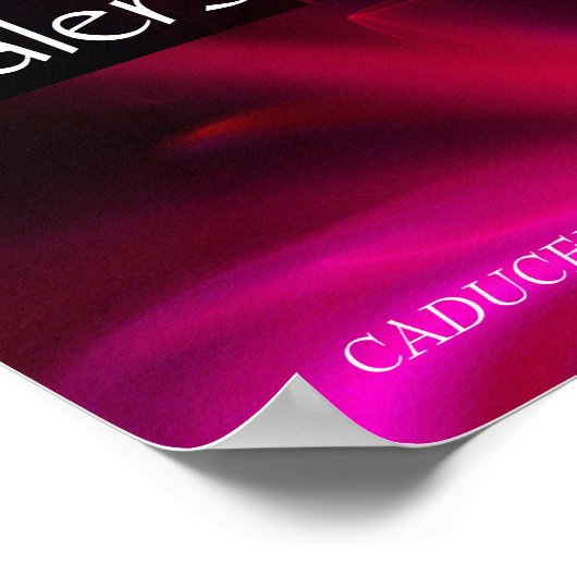 GOLD CADUCEUS,7 CHAKRAS,PINK FRAKTAL WAVES Medical Poster (Ecke)