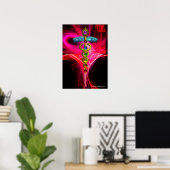 GOLD CADUCEUS,7 CHAKRAS PINK FUCHSIA Yoga Medizin Poster (Heimbüro)