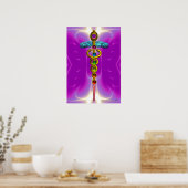 GOLD CADUCEUS 7 CHAKRAS, Yoga, Medizin Pink Fuchsi Poster (Küche)