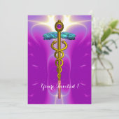 GOLD CADUCEUS,Abschluss Medizin Einladung (Stehend Vorderseite)