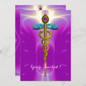 GOLD CADUCEUS,Abschluss Medizin Einladung (Vorne/Hinten)