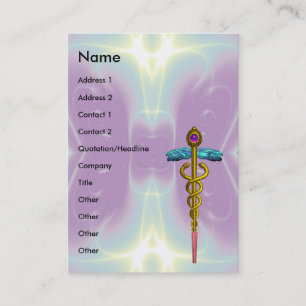 GOLD CADUCEUS,ARZT,MEDIZINISCHER DIENST,Lila Aquam Visitenkarte