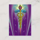 GOLD CADUCEUS, ARZT, MEDIZINISCHER DIENST Lila Gre Visitenkarte (Rückseite)