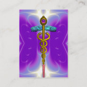 GOLD CADUCEUS, ARZT, MEDIZINISCHER DIENST Lila Visitenkarte (Rückseite)