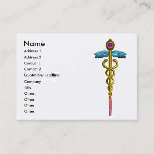 GOLD CADUCEUS, ARZT, MEDIZINISCHER DIENST Lila Wei Visitenkarte