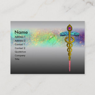GOLD CADUCEUS, ARZT MEDIZINISCHER DIENST Metal Gra Visitenkarte