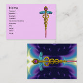 GOLD CADUCEUS, ARZT, MEDIZINISCHER DIENST, rosa Li Visitenkarte (Vorne/Hinten)