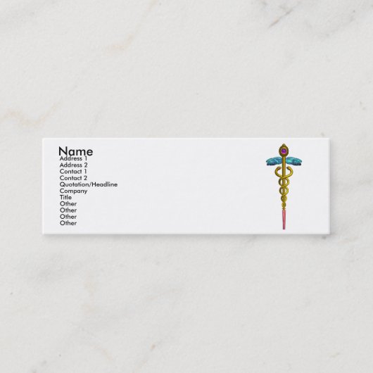 GOLD CADUCEUS, ARZT, MEDIZINISCHER DIENST Weiß Mini Visitenkarte (Vorderseite)