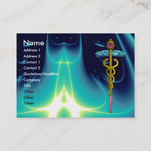 GOLD CADUCEUS ARZT, MEDIZINISCHES SYMBOL Blau Türk Visitenkarte