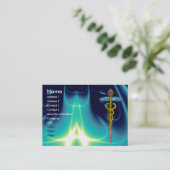 GOLD CADUCEUS ARZT, MEDIZINISCHES SYMBOL Blau Türk Visitenkarte (Stehend Vorderseite)