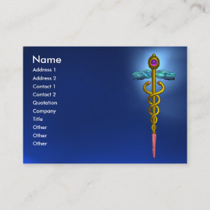 GOLD CADUCEUS, ARZT, MEDIZINISCHES SYMBOL Blue Sap Visitenkarte