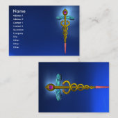 GOLD CADUCEUS, ARZT, MEDIZINISCHES SYMBOL Blue Sap Visitenkarte (Vorne/Hinten)