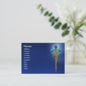 GOLD CADUCEUS, ARZT, MEDIZINISCHES SYMBOL Blue Sap Visitenkarte (Stehend Vorderseite)