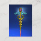 GOLD CADUCEUS, ARZT, MEDIZINISCHES SYMBOL Blue Sap Visitenkarte (Rückseite)