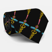 GOLD CADUCEUS, ARZT, MEDIZINISCHES SYMBOL, schwarz Krawatte (Gerollt)