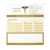 Gold Caduceus Black Wings Ärztliche Ernennung Notizblock (Vorderseite)