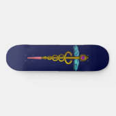 GOLD CADUCEUS Blauer Skateboard (Horizontal)