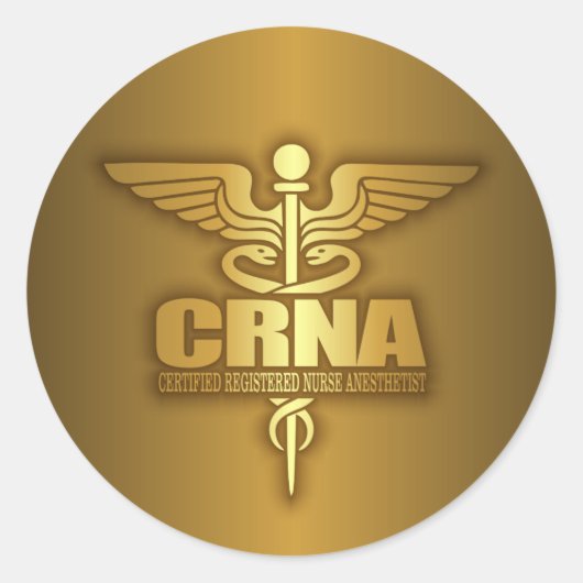 Gold Caduceus (CRNA) Runder Aufkleber (Vorderseite)