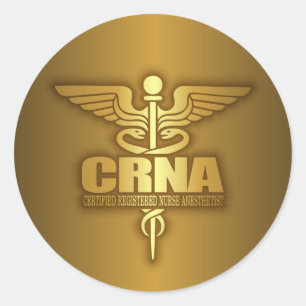 Gold Caduceus (CRNA) Runder Aufkleber
