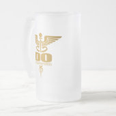 Gold Caduceus (DO) Mattglas Bierglas (Vorderseite Links)