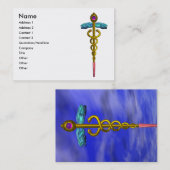 GOLD CADUCEUS IN BLUE SKY ,Doktor,Ärztlicher Diens Visitenkarte (Vorne/Hinten)