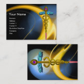 GOLD CADUCEUS IN BLUE YELLOW FRAKTAL WIRBEL VISITENKARTE (Vorne/Hinten)
