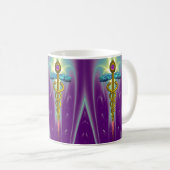 GOLD CADUCEUS , lebendiger lila Ametyst Kaffeetasse (VorderseiteRechts)