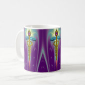 GOLD CADUCEUS , lebendiger lila Ametyst Kaffeetasse (Vorderseite Links)