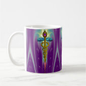 GOLD CADUCEUS , lebendiger lila Ametyst Kaffeetasse (Links)
