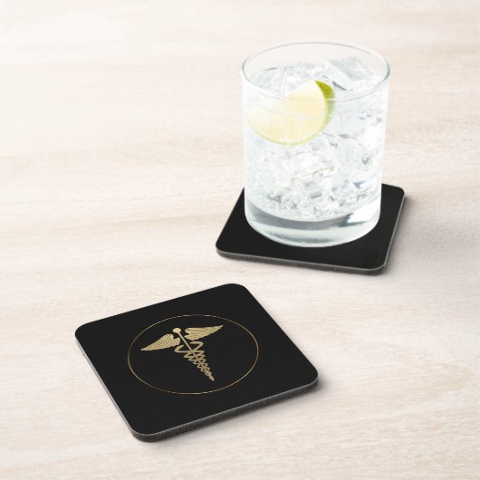 Gold Caduceus Logo Beverage Coaster Getränkeuntersetzer (Rechte Seite)