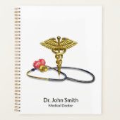 Gold Caduceus & Medical Stethoscope with Heart Planer (Vorderseite)