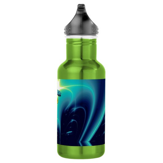 GOLD CADUCEUS MEDICAL SYMBOL Aqua Blue Light Waves Edelstahlflasche (Rechts)