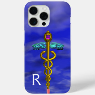 GOLD CADUCEUS MEDICAL SYMBOL Blue Sky Monogram Case-Mate iPhone Hülle