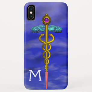 GOLD CADUCEUS MEDICAL SYMBOL Blue Sky Monogram Case-Mate iPhone Hülle