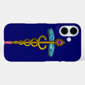 GOLD CADUCEUS MEDIZINISCHE SYMBOL, blau Case-Mate iPhone Hülle (Rückseite (Horizontal))