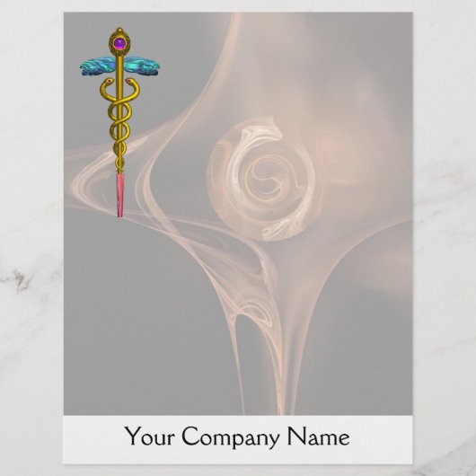 GOLD CADUCEUS MEDIZINISCHE SYMBOL,Braune Fraktal R (Vorderseite)