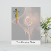 GOLD CADUCEUS MEDIZINISCHE SYMBOL,Braune Fraktal R (Stehend Vorderseite)