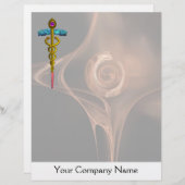 GOLD CADUCEUS MEDIZINISCHE SYMBOL,Braune Fraktal R (Vorne/Hinten)