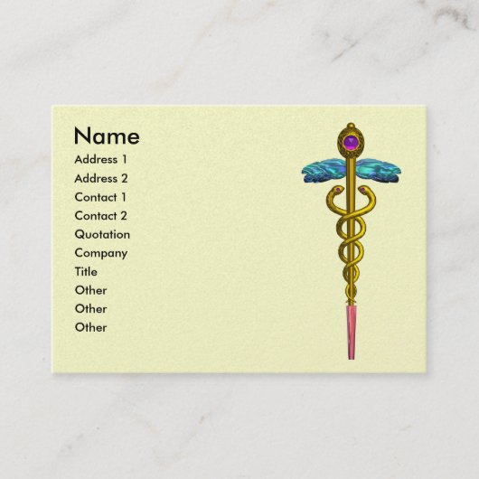 GOLD CADUCEUS Medizinische Symbol Creme Pearl Visitenkarte (Vorderseite)
