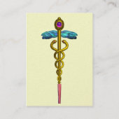 GOLD CADUCEUS Medizinische Symbol Creme Pearl Visitenkarte (Rückseite)