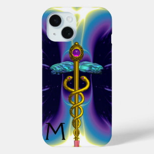 GOLD CADUCEUS MEDIZINISCHE SYMBOL,Lila blaues Mono Case-Mate iPhone Hülle